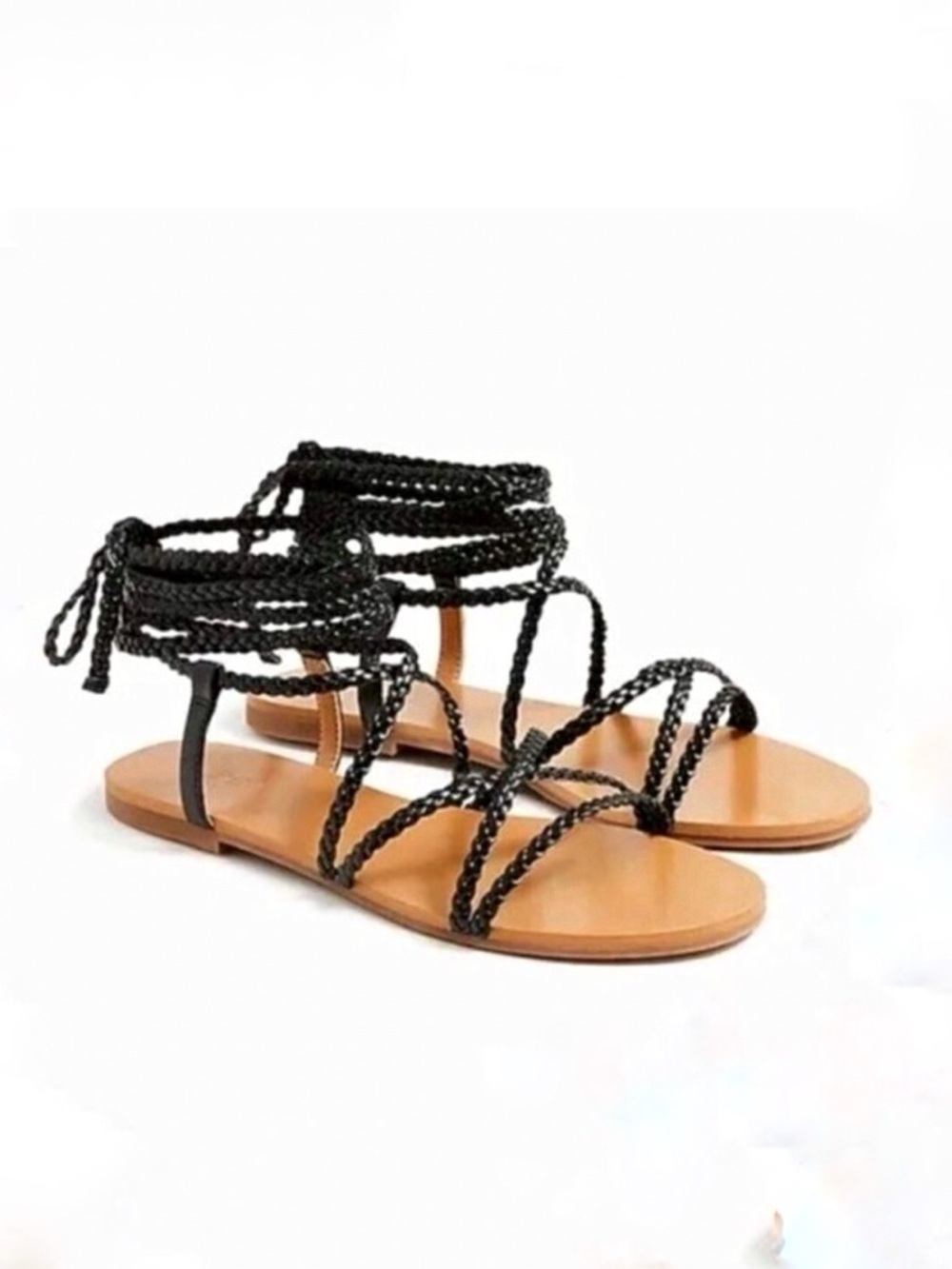 J.Crew Braided Ankle Wrap Sandals Women's Lace Up Flat Summer Shoes
